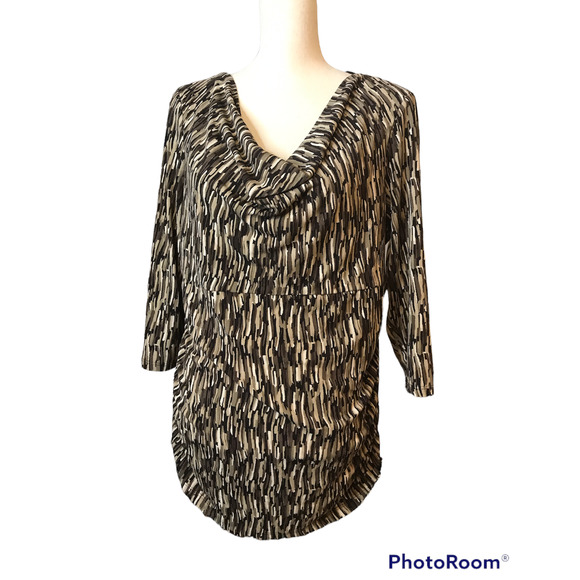 Kenneth Cole Tunic with Brown and Cream Abstract Print, Size XL - Picture 1 of 7